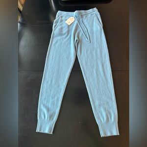 New Van Winkle & Co Cashmere Jogger Pants M Drawstring Ocean Blue NWT $138